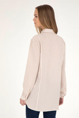 Женская рубашка песочного цвета с длинным рукавом - U.s. polo assn фото 5