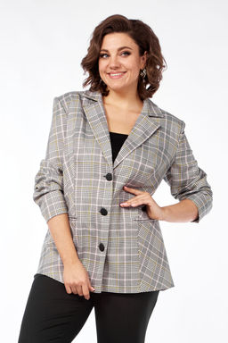 Жакет Элль стиль 2016/6ж серый/розовая клетка
