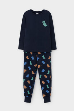 К 1606/индиго,цветные мини дино пижама дет