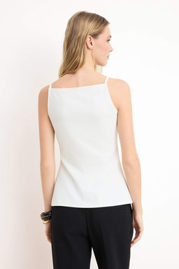 Ekru Fitted/Vucuda Oturan Kare Yaka Kolsuz Aksesuar Detayl? Scuba Krep Orme Bluz TWOSS26BZ00476 - Trendyolmilla фото 4