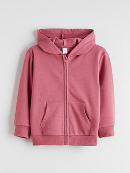 Kap??onlu Uzun Kollu K?z Bebek Fermuarl? Sweatshirt