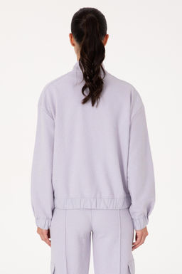 Kad_n Siyah Fermuarl_ Dik Yaka Sweatshirt