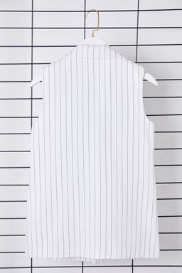 Trendyolmilla Beyaz Oversize Ceket Yaka Uzun Cizgili Dokuma Yelek TWOSS25YE00027  фото 8