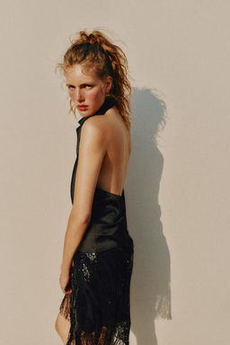 TOP HALTER SATINADO / Negro - Zara фото 5