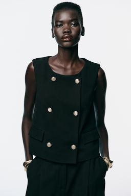 DOUBLE-BREASTED WAISTCOAT WITH GOLD BUTTONS - Zara фото 9
