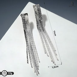 Серьги висячие Голливуд дождь, цвет серебро, 11см