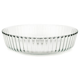 Форма стеклянная для запекания Рифленая 2,1л, круглая, д25,5см h5,7см термостекло, в цветной коробке (Китай)