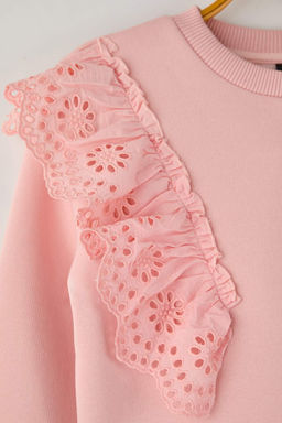 Ekru Pamuklu Duz/Basic Kal?n/Ici Polarl? Regular Orme K?z Cocuk Sweatshirt TKDAW26SW00034 - Trendyolmilla фото 7
