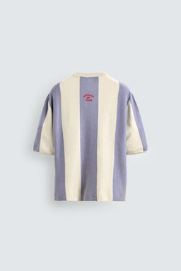 CAMISETA PUNTO RAYAS BORDADO PARCHE / Lila