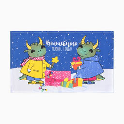 Полотенце Доляна Дракончики с подарками 28х46 см, 100% хл, рогожка 164 г/м2  фото 2