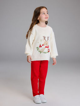 Y?lba?? Temal? K?z ?ocuk Triko Kazak ve Tayt