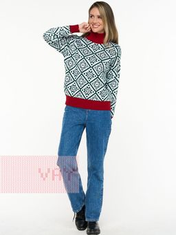 Джемпер женский 5232-41310. 074/292/0703 белый/тайга/красный