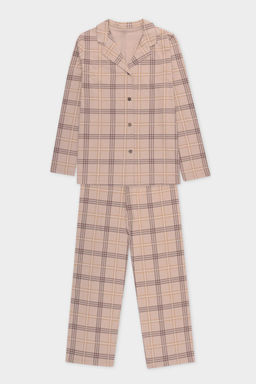 ЕП 20168/бежевый,текстильная клетка пижамы жен - Very neat фото 2