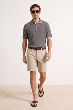 Vizon D___k Omuz Regular Fit Yaka _izgi Detayl_ Dokulu K_sa Kol Polo Yaka T-shirt TMNSS26PO00015
