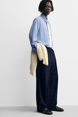 CREASED-EFFECT STRIPED FLOWING SHIRT - Zara фото 7