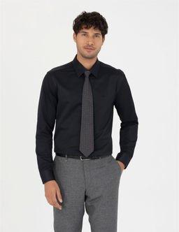 Siyah Slim Fit Uzun Kollu Basic G_mlek