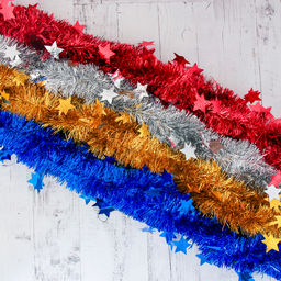 Цена за 10 шт. Мишура Марс звёзды d-6 см, 200 см, микс