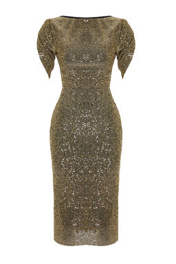 Alt?n Vucuda Oturan Par?lt?l? Orme Payet S?k Abiye Gece Mezuniyet Elbisesi TPRSS24EL00108