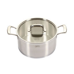 1235 GIPFEL Кастрюля PRESTIGE 24х12см/5л, со стеклянной крышкой, с индукционным капсульным дном. Материал: нерж. сталь 18/10. Толщина: 0,7мм / 5мм