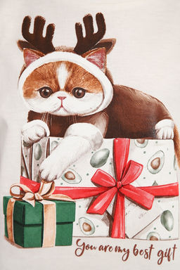 Пижама для девочки ПД-019-073 Кот Новый год