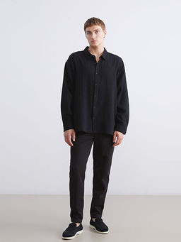 B?y?k Beden Rahat Kal?p Uzun Kollu M?slin Erkek G?mlek