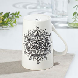 Кружка фарфоровая Доляна Мандала, 380 мл, чёрный узор  фото 4