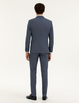 Mavi Slim Fit Kareli Tak_m Elbise