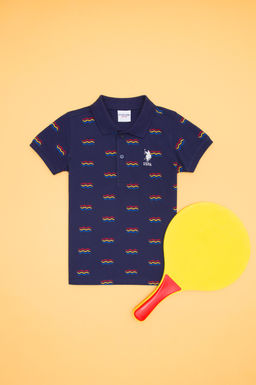 Футболка-поло для мальчика U.S. Polo Assn темно-синяя из хлопка  фото 5