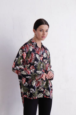 11655 Рубашка с тропическим принтом чёрная - Martichelli фото 3