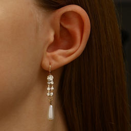 Серьги с жемчугом Колосок капля, цвет МИКС