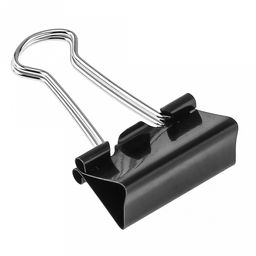 Зажим для бумаги 25мм металл, цвет - черный, набор 48 штук, в пластиковой банке д9,8см h6,1см (Китай)