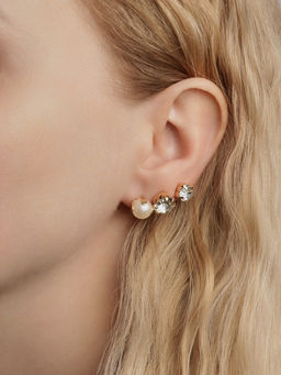 Цена за 2 шт. Серьги пусеты One year, 12 пар, цветочное настроение, белые в золоте