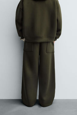WIDE-LEG NEOPRENE EFFECT TROUSERS - Zara фото 3
