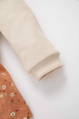 Платье с длинными рукавами и принтом для маленьких девочек - Defacto фото 3