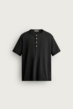CAMISETA REGULAR FIT CUELLO PANADERO / Negro - Zara фото 5