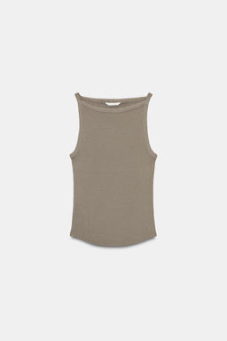 TOP HALTER RIB EFECTO LAVADO / Gris oscuro - Zara фото 4