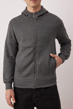 Siyah Regular/Normal Kesim Dokulu Kapusonlu Sweatshirt TMNAW26SW00061 - Trendyolmilla фото 10