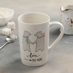 Кружка Доляна Романтика медведей, 380 мл, фарфор, белая