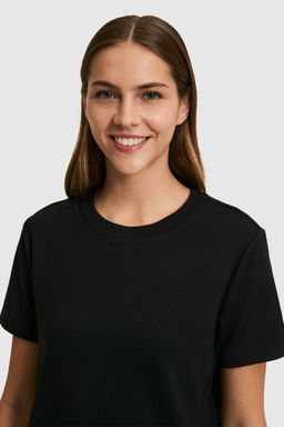 Kad_n Siyah Bisiklet Yaka Basic Ti__rt - U.s. polo assn фото 2