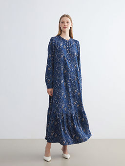 B?y?k Beden Bisiklet Yaka ?i?ekli Elbise