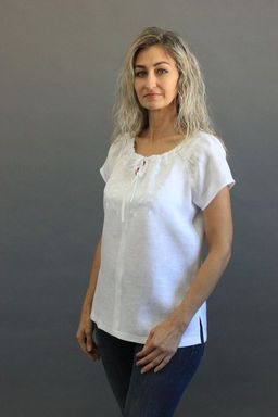 100% ЛЁН Блуза с вышивкой