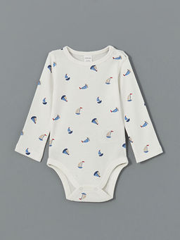 Bisiklet Yaka Bask?l? Erkek Bebek ??t??tl? Bodysuit