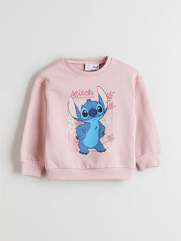 Bisiklet Yaka Stitch Bask?l? K?z ?ocuk Sweatshirt