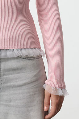 Pudra Tul Garnili Detayl? Fitted/Vucudu Saran Ince Triko Kazak TWOAW25KZ00124 - Trendyolmilla фото 4