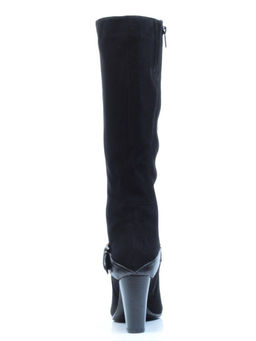 02-MB051-211M BLACK Сапоги зимние женские (натуральная замша, натуральный мех (еврозима))