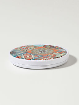 Зеркало складное «Витраж», d=7.3 см, с увеличением х2, оранжевое/синее