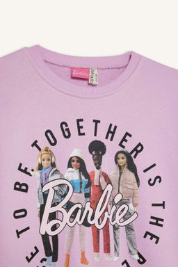 Толстовка с круглым вырезом для девочек Barbie Relax Fit - Defacto фото 2