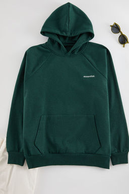TRENDYOL MAN Bej Unisex Oversize/Genis Kesim Reglan Kol Sloganl? Kapusonlu Sweatshirt TMNAW25SW00156 - Trendyolmilla фото 7