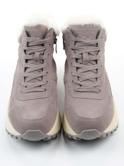 04-PAML08-3Z GRAY Ботинки зимние женские (натуральная замша, 100% шерсть, натуральный мех)