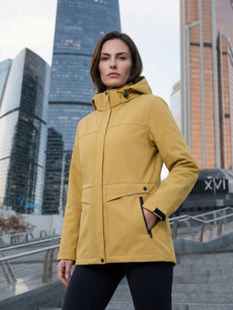 Ветровка женская софтшелл виндстоппер с капюшоном спортивная темно-синего цвета 9616_1TS - Valianly фото 117